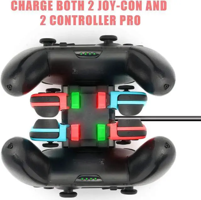 Alt view image 5 of 7 - Controller Charger Dock for Nintendo Switch 6 in 1 Charging Station for Nintendo Switch Joy-Con Controllers and Pro Controllers Black