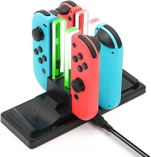 Alt view image 7 of 7 - Controller Charger Dock for Nintendo Switch 6 in 1 Charging Station for Nintendo Switch Joy-Con Controllers and Pro Controllers Black