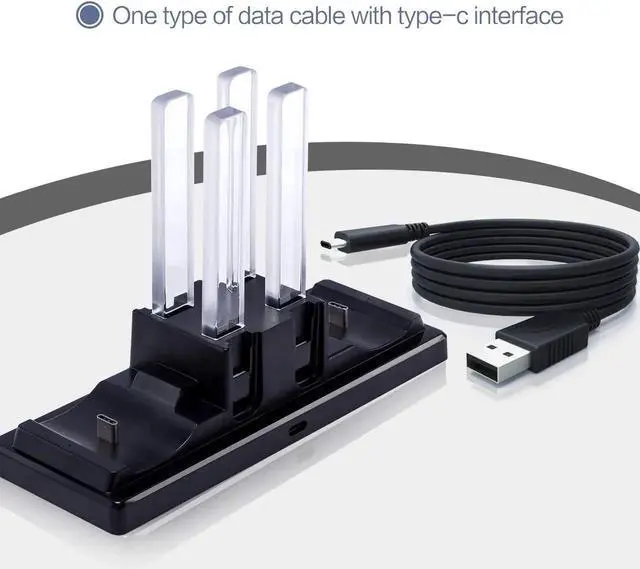 Alt view image 2 of 7 - Controller Charger Dock for Nintendo Switch 6 in 1 Charging Station for Nintendo Switch Joy-Con Controllers and Pro Controllers Black