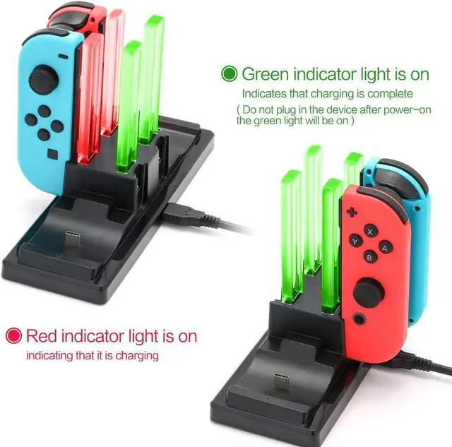 Alt view image 6 of 7 - Controller Charger Dock for Nintendo Switch 6 in 1 Charging Station for Nintendo Switch Joy-Con Controllers and Pro Controllers Black
