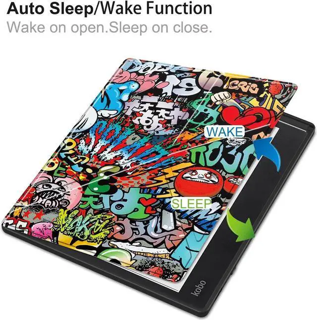 Alt view image 2 of 7 - Slim Case for Kobo Elipsa 2E 10.3 inch 2023 - Premium Leather Case Protective Smart Folio Shell Cover with Pen Holder, Auto Wake/Sleep, Multi-Viewing Angles, Stylus Pen Colorful Tree