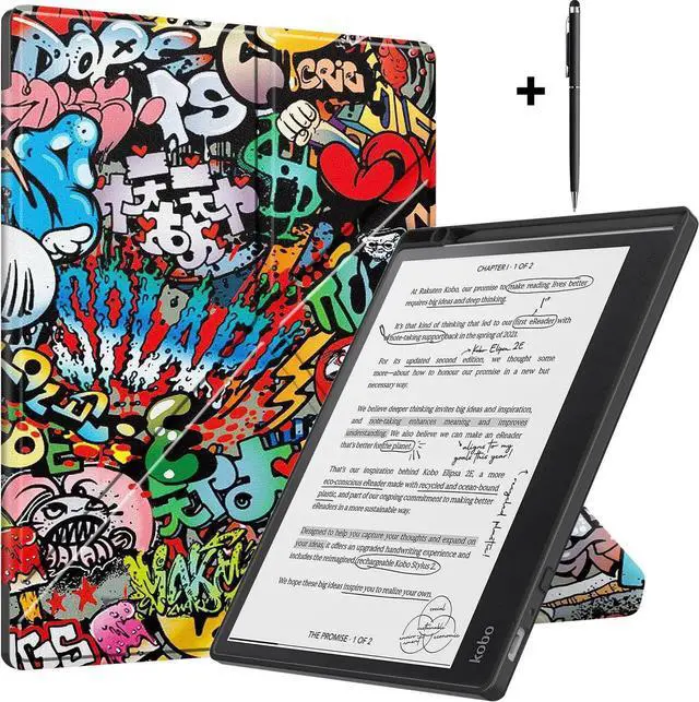 Main image of Slim Case for Kobo Elipsa 2E 10.3 inch 2023 - Premium Leather Case Protective Smart Folio Shell Cover with Pen Holder, Auto Wake/Sleep, Multi-Viewing Angles, Stylus Pen Colorful Tree