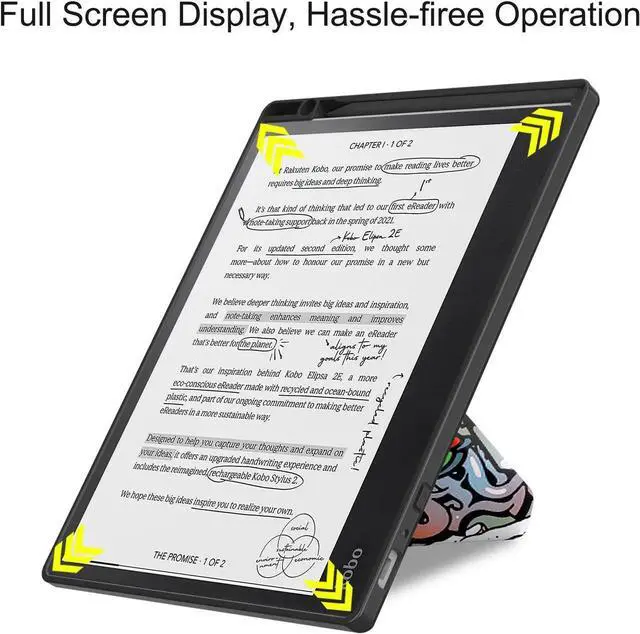 Alt view image 4 of 7 - Slim Case for Kobo Elipsa 2E 10.3 inch 2023 - Premium Leather Case Protective Smart Folio Shell Cover with Pen Holder, Auto Wake/Sleep, Multi-Viewing Angles, Stylus Pen Colorful Tree