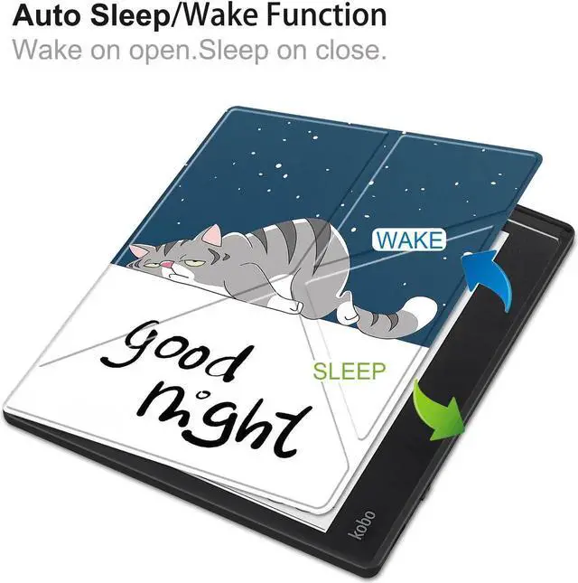 Alt view image 3 of 7 - Slim Case for Kobo Elipsa 2E 10.3 inch 2023 - Premium Leather Case Protective Smart Folio Shell Cover with Pen Holder, Auto Wake/Sleep, Multi-Viewing Angles, Stylus Pen Lazy Cat