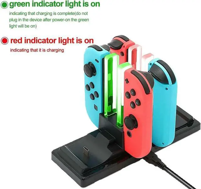 Alt view image 3 of 7 - 6 In 1 Charger Dock for Nintendo Switch Joy-Con Controllers and Pro Con,Controller Charging Dock for Nintendo Switch