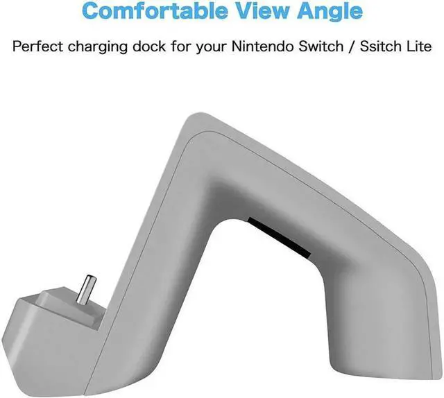 Alt view image 5 of 6 - Nintendo Switch Dock Mini Portable Charging Stand with USB Type C Port Replacement Charging Dock Station for Nintendo Switch and Switch Lite Gray