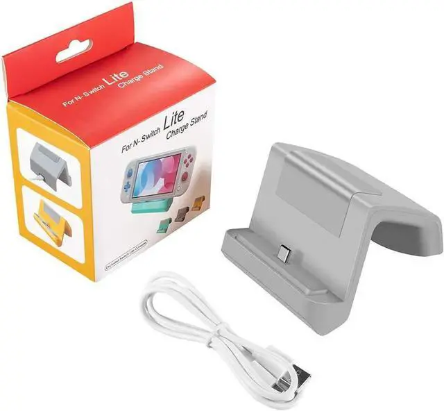 Alt view image 6 of 6 - Nintendo Switch Dock Mini Portable Charging Stand with USB Type C Port Replacement Charging Dock Station for Nintendo Switch and Switch Lite Gray