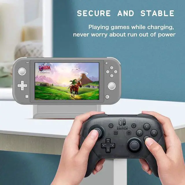 Alt view image 4 of 6 - Nintendo Switch Dock Mini Portable Charging Stand with USB Type C Port Replacement Charging Dock Station for Nintendo Switch and Switch Lite Gray
