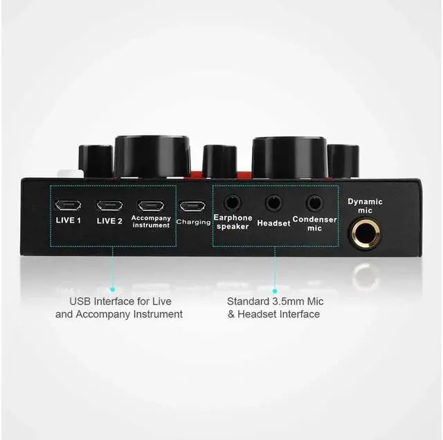 Alt view image 7 of 7 - Live Sound Card Portable Mobile Audio Mixer, Karaoke Sound Mixer Recording Sound Card for Live Broadcast K Songs Recording Voice Chatting