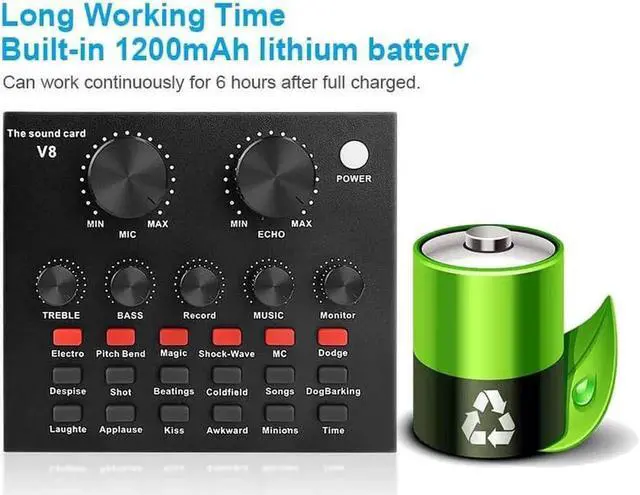 Alt view image 2 of 7 - Live Sound Card Portable Mobile Audio Mixer, Karaoke Sound Mixer Recording Sound Card for Live Broadcast K Songs Recording Voice Chatting