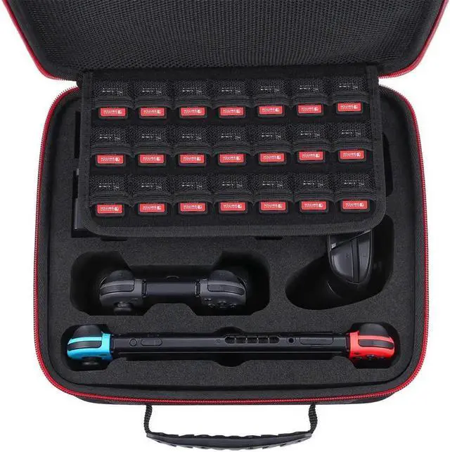 Alt view image 3 of 7 - Deluxe Carry Case for Nintendo Switch, Hard Travel Case Fit Nintendo Switch System and Pro Controller