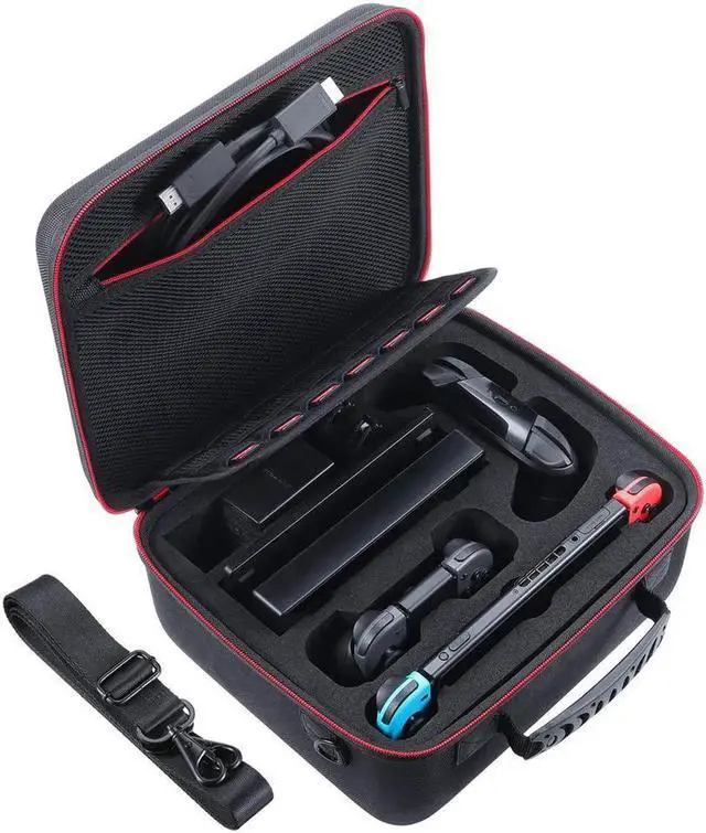 Main image of Deluxe Carry Case for Nintendo Switch, Hard Travel Case Fit Nintendo Switch System and Pro Controller