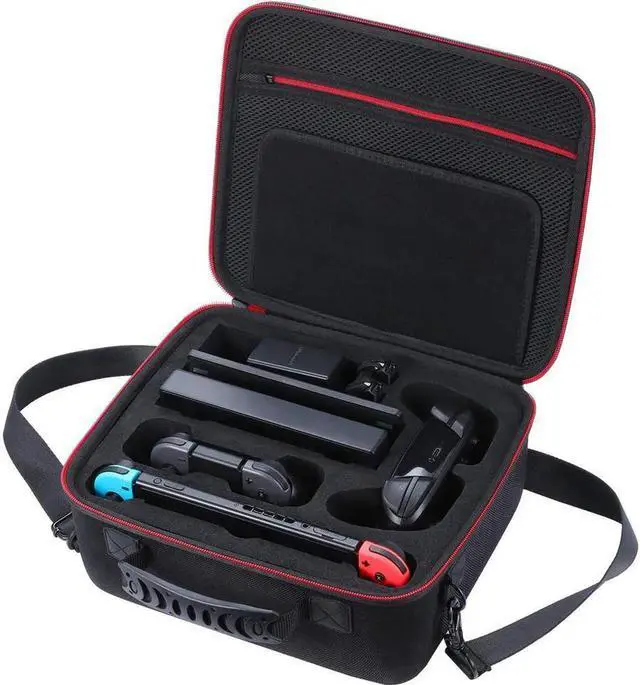 Alt view image 2 of 7 - Deluxe Carry Case for Nintendo Switch, Hard Travel Case Fit Nintendo Switch System and Pro Controller