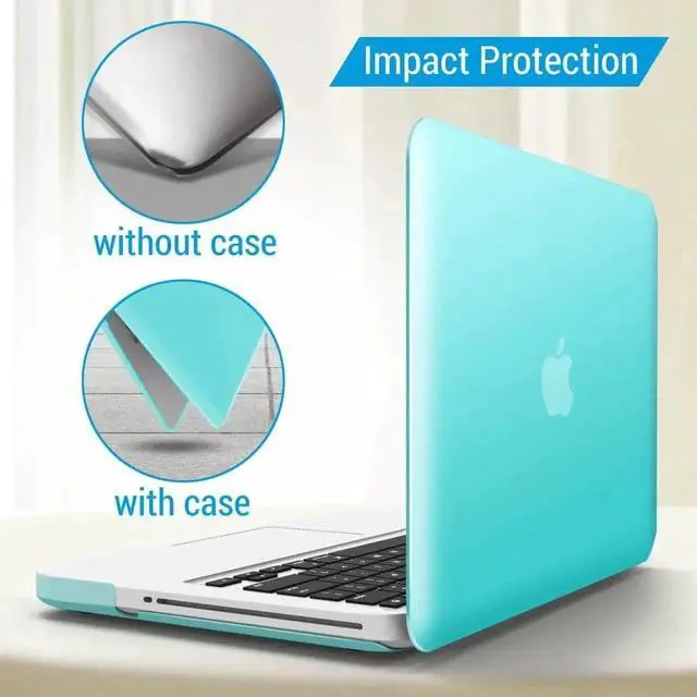 Alt view image 3 of 5 - Compatible with MacBook Pro 13 Inch case A1278 Release 2012-2008, Plastic Hard Shell Case with Keyboard Cover for Apple Old Version Mac Pro 13 with CD-ROM Turquoise