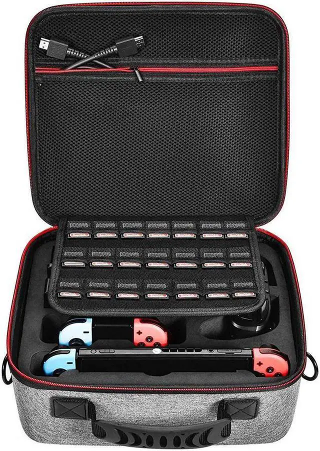 Alt view image 7 of 7 - Deluxe Carry Case for Nintendo Switch, Hard Travel Case Fit Nintendo Switch System and Pro Controller
