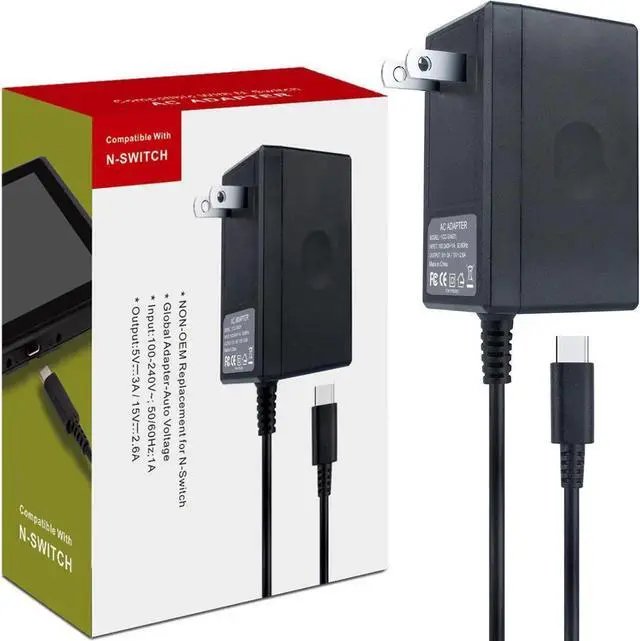 Main image of Nintendo Switch AC Adapter - Nintendo Switch Charger with 5 FT Power Supply Cord and Type C Fast Charging kit - 15V 2.6A AC Adapter for Nintendo Switch Supports TV Mode and Dock Station