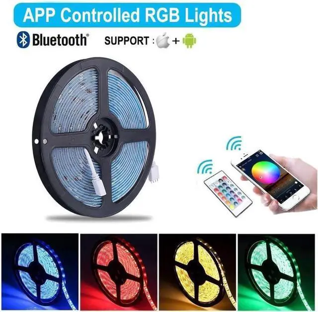 Alt view image 4 of 7 - Bluetooth LED Strip Lights 5050 10M (2 x 5M) 300 LED Stripes Lights Smart Phone Controlled Waterproof RGB LED Band Light for Home & Outdoor Decoration