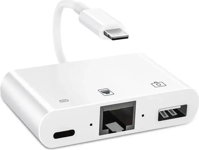 Main image of Lightning to RJ45 Adapter, 3 in 1 RJ45 Ethernet LAN Network Adapter with USB Camera Adapter and Charge Port Compatible with iPhone/iPad/iPod, Plug and Play, Supports 100Mbps Ethernet Network