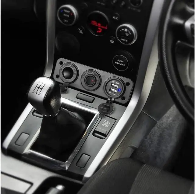 Alt view image 7 of 7 - Dual USB Socket Charger 2.1A & 2.1A with LED Power Indicator + 12V Power Outlet Cigarette Lighter Socket + ON-Off Toggle Switch Triple Function Panel for Car Boat Marine Vehicles