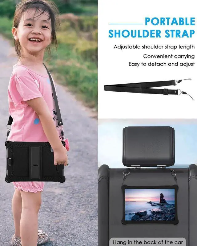 Alt view image 6 of 7 - Okaysea 10.1 inch Silicone Tablet Case with Stylus Pen & Shoulder Strap, Moderness 10.1" Case, Soft Portable Protective Cover for QunyiCO 10.1, Azeyou Tab 6 10 inch