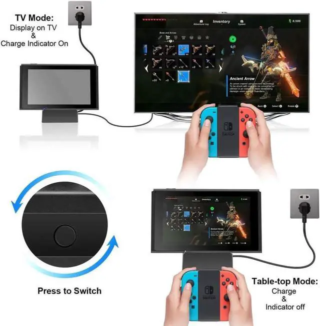 Alt view image 3 of 6 - Switch TV Dock Portable Charging Stand for Nintendo Switch Compact Switch to HDMI Adapter Mini Switch Docking Station with Extra USB 3.0 Port Replacement Charging Dock for Nintendo Switch