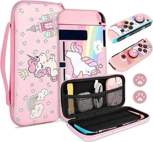 Main image of Unicorn Hard Carrying Case for Nintendo Switch- Pink Portable Travel Case with Soft TPU Protective Case Cover Compatible with Nintendo Switch for Girls