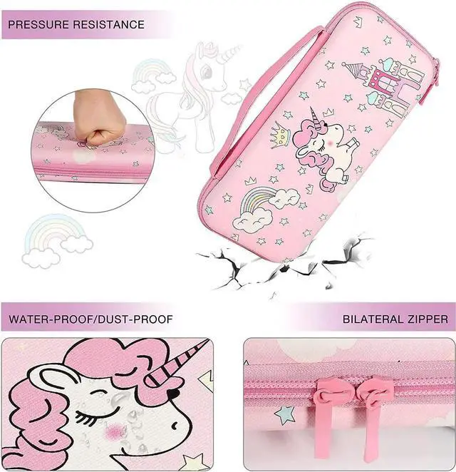 Alt view image 3 of 7 - Unicorn Hard Carrying Case for Nintendo Switch- Pink Portable Travel Case with Soft TPU Protective Case Cover Compatible with Nintendo Switch for Girls