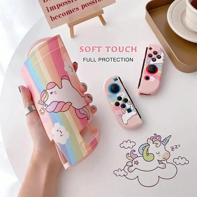 Alt view image 4 of 7 - Unicorn Hard Carrying Case for Nintendo Switch- Pink Portable Travel Case with Soft TPU Protective Case Cover Compatible with Nintendo Switch for Girls