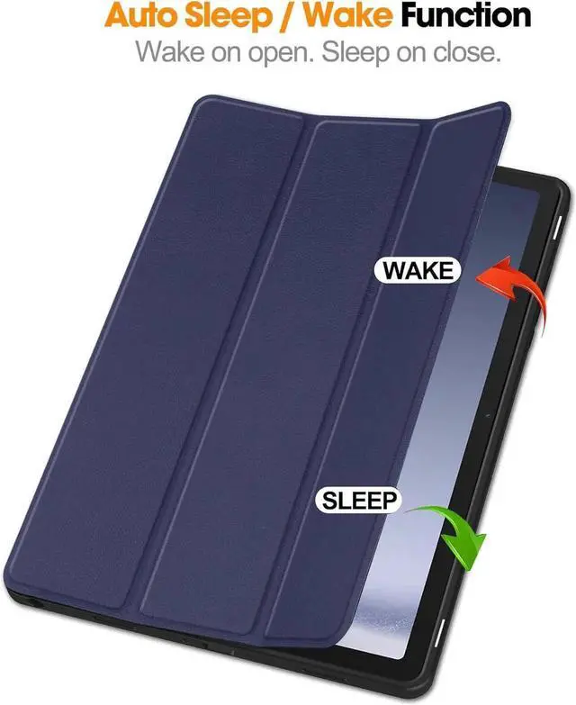 Alt view image 2 of 7 - Case for Samsung Galaxy Tab A9 Plus 11 Inch 2023 SM-X210/X215/X216/X218, Slim Smart Stand Cover Protective Cover with Pencil Holder, Stand, Universal Stylus Pen Blue