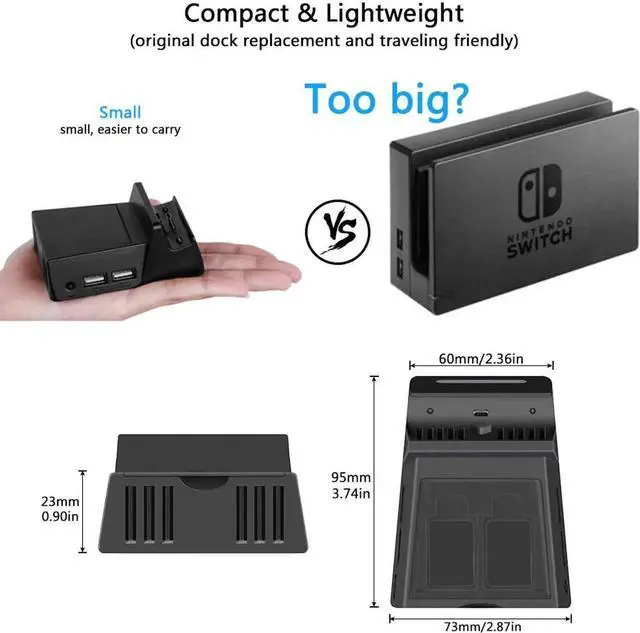 Alt view image 7 of 7 - Werleo Switch TV Dock Atuten Mini Portable Conversion Base for N-Switch Charging Stand for Nintendo Switch with HDMI and USB 3.0 Port, Replacement for Nintendo Switch Dock