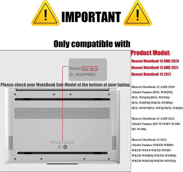 Alt view image 3 of 7 - Protective Case For 13 inch Huawei MateBook 13 AMD 2020 / Huawei MateBook 13 AMD 2021 / Huawei MateBook 13 2021 Matte Laptop Hard Shell Cover with Keyboard Cover Skin