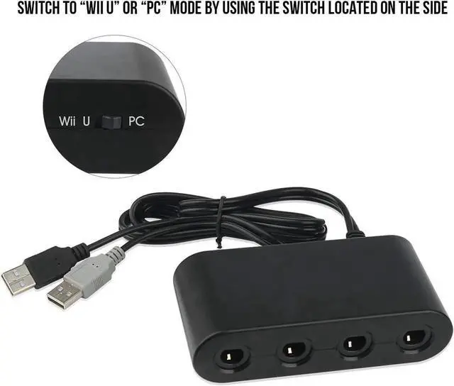 Alt view image 4 of 7 - Gamecube Controller Adapter for Nintendo Switch Wii U PC Super Smash Ultimat 4 Ports 2019 Version with Turbo Mode No Driver Needed Provide Best Super Smash Bros Game Switch