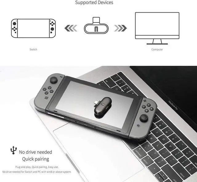 Alt view image 2 of 7 - GuliKit ROUTE+ PRO Bluetooth Transmitter Wireless Audio USB-C Adaptor or Receiver With Voice Transmission - Must Have Gaming Accessory For Wireless Headset to Work With Nintendo Switch and PC