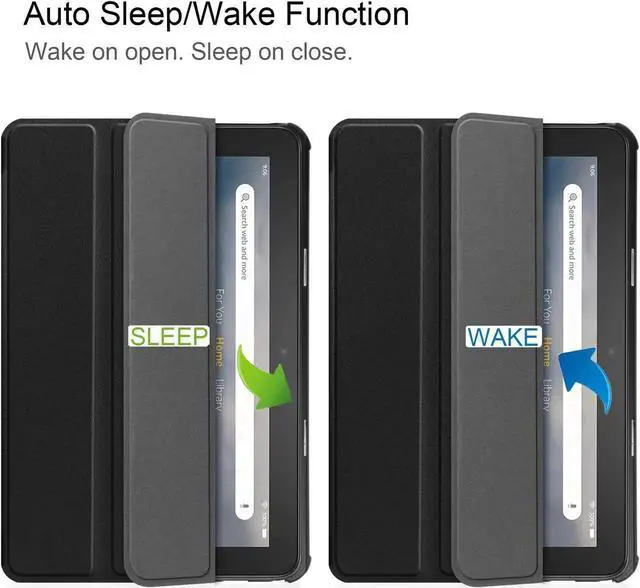 Alt view image 3 of 7 - Case for All New Amazon Fire 7 inch Tablet (12th Generation, 2022 Released) - Lightweight Tri-fold Stand Auto Wake/Sleep Folio Stand Cover with Universal Stylus Pen