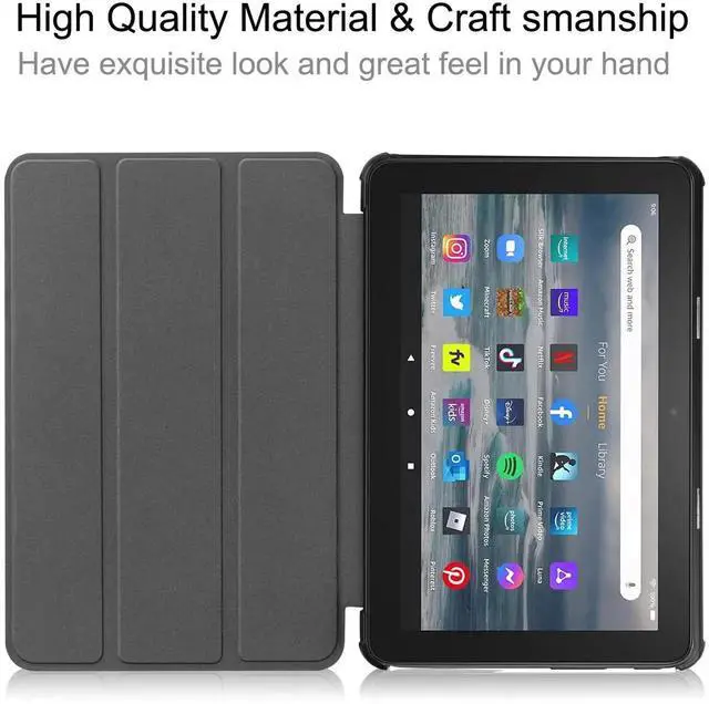 Alt view image 4 of 7 - Case for All New Amazon Fire 7 inch Tablet (12th Generation, 2022 Released) - Lightweight Tri-fold Stand Auto Wake/Sleep Folio Stand Cover with Universal Stylus Pen Gray