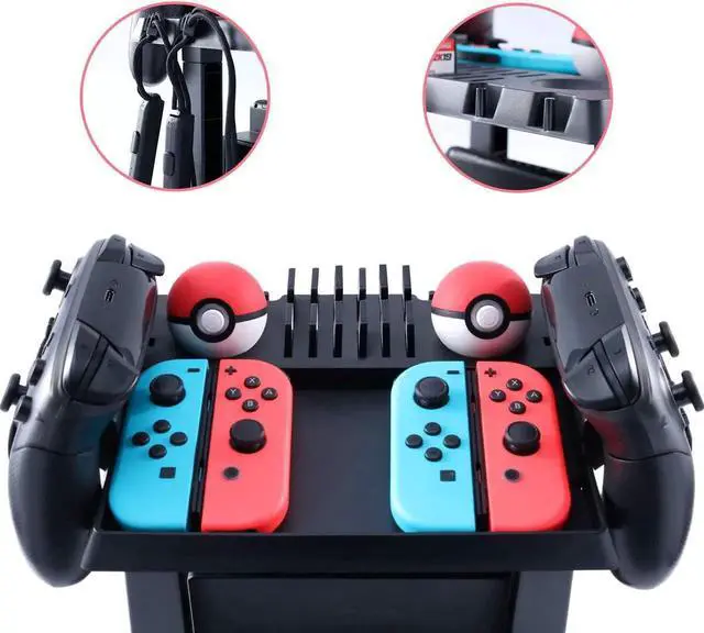 Alt view image 4 of 7 - Storage Stand for Nintendo Switch Storage Stand Controller Holder for Nintendo Switch Accessories and 2 Poke Ball Plus Controllers