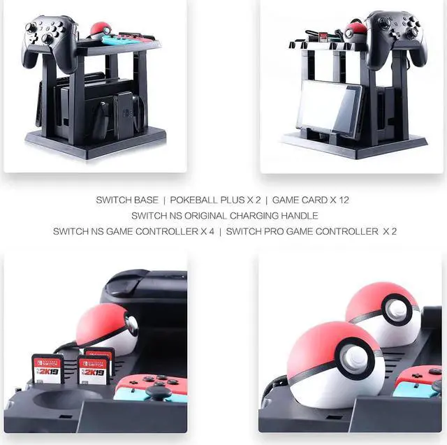 Alt view image 7 of 7 - Storage Stand for Nintendo Switch Storage Stand Controller Holder for Nintendo Switch Accessories and 2 Poke Ball Plus Controllers