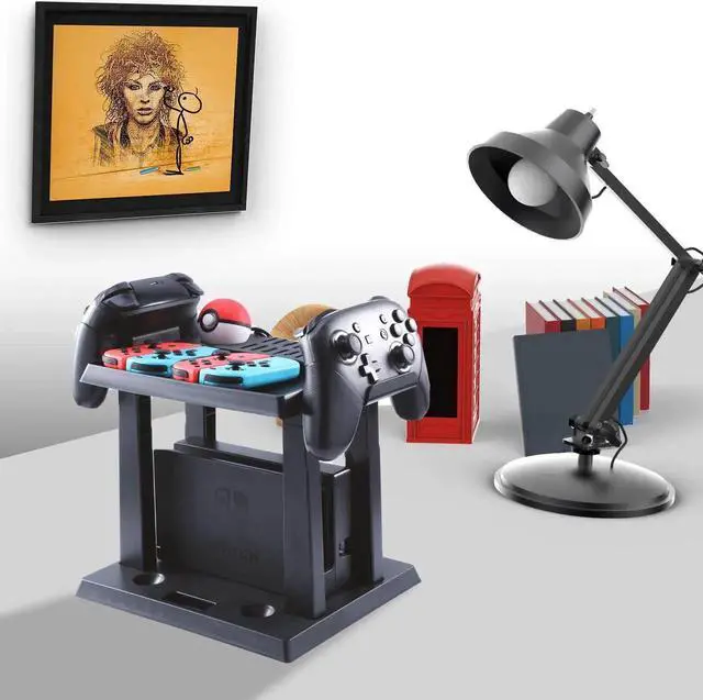 Alt view image 6 of 7 - Storage Stand for Nintendo Switch Storage Stand Controller Holder for Nintendo Switch Accessories and 2 Poke Ball Plus Controllers
