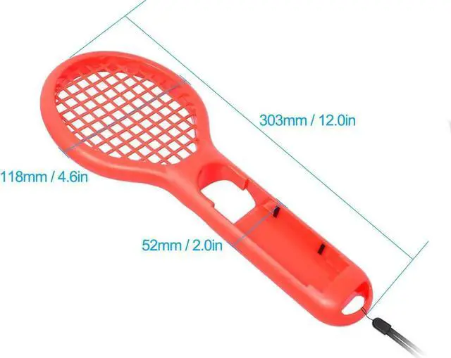 Alt view image 5 of 7 - Tennis Racket for Nintendo Switch Joy-Con Controller,Accessories for Nintendo Switch Game Mario Tennis Aces Blue and Red - Only Use for Swing Mode on Nintendo Switch