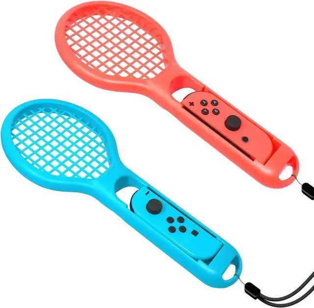 Alt view image 7 of 7 - Tennis Racket for Nintendo Switch Joy-Con Controller,Accessories for Nintendo Switch Game Mario Tennis Aces Blue and Red - Only Use for Swing Mode on Nintendo Switch