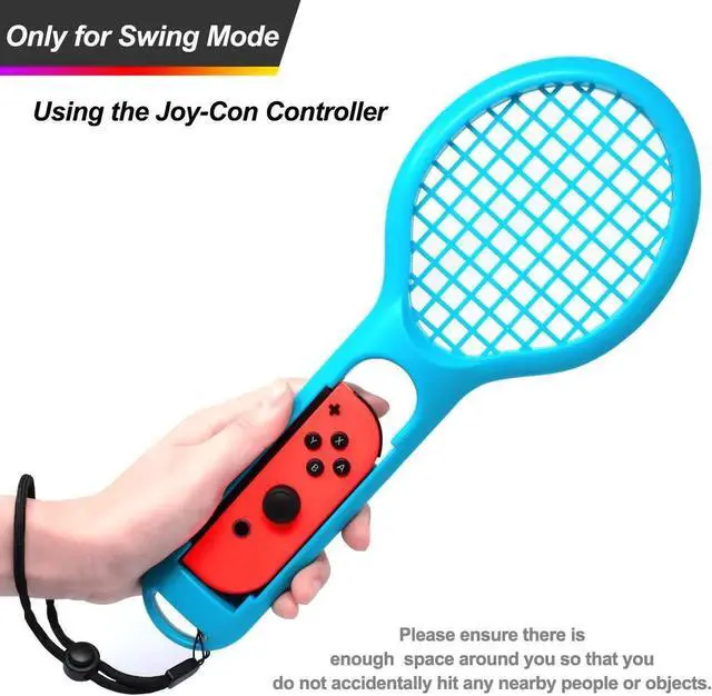 Alt view image 3 of 7 - Tennis Racket for Nintendo Switch Joy-Con Controller,Accessories for Nintendo Switch Game Mario Tennis Aces Blue and Red - Only Use for Swing Mode on Nintendo Switch
