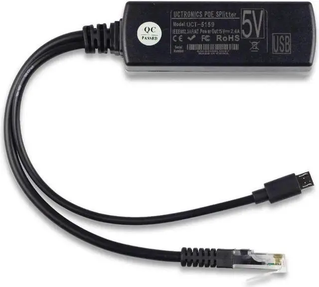 Alt view image 3 of 6 - IEEE 802.3af Micro USB Active PoE Splitter Power Over Ethernet 48V to 5V 2.4A for Tablets, Dropcam or Raspberry Pi (48V to 5V 2.4A)