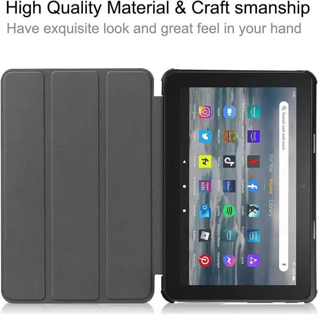 Alt view image 5 of 7 - Case for All New Amazon Fire 7 inch Tablet (12th Generation, 2022 Released) - Lightweight Tri-fold Stand Auto Wake/Sleep Folio Stand Cover with Universal Stylus Pen Rose Gold