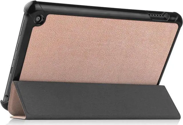 Alt view image 7 of 7 - Case for All New Amazon Fire 7 inch Tablet (12th Generation, 2022 Released) - Lightweight Tri-fold Stand Auto Wake/Sleep Folio Stand Cover with Universal Stylus Pen Rose Gold