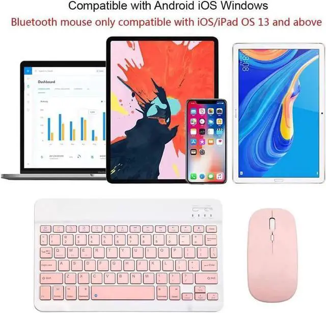 Alt view image 3 of 7 - Ultra-Slim Bluetooth Keyboard and Mouse Combo Rechargeable Portable Wireless Keyboard Mouse Set for Apple iPad iPhone iOS 13 and Above Samsung Tablet Phone Smartphone Android Windows Light