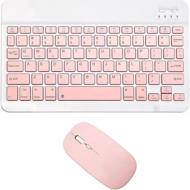 Main image of Ultra-Slim Bluetooth Keyboard and Mouse Combo Rechargeable Portable Wireless Keyboard Mouse Set for Apple iPad iPhone iOS 13 and Above Samsung Tablet Phone Smartphone Android Windows Light