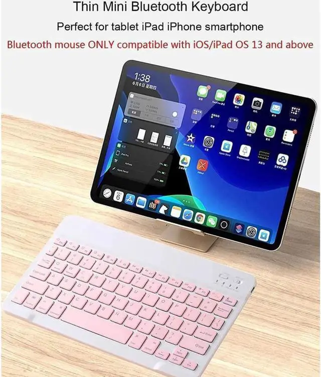Alt view image 5 of 7 - Ultra-Slim Bluetooth Keyboard and Mouse Combo Rechargeable Portable Wireless Keyboard Mouse Set for Apple iPad iPhone iOS 13 and Above Samsung Tablet Phone Smartphone Android Windows Light