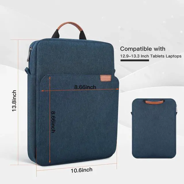 Alt view image 6 of 7 - 13 - 14 Inch Laptop Shoulder Bag Carrying Case for Macbook Air 13" M4 M3 M2 A3420 A3113/ MacBook Pro 14 M4 M3 M2 M1/ 13" iPad Pro M4/ iPad Air M3 M2 2025, Vertical Laptop Sleeve Handbag Blue
