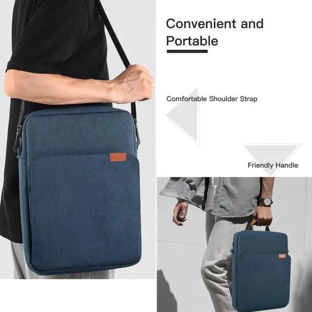 Alt view image 4 of 7 - 13 - 14 Inch Laptop Shoulder Bag Carrying Case for Macbook Air 13" M4 M3 M2 A3420 A3113/ MacBook Pro 14 M4 M3 M2 M1/ 13" iPad Pro M4/ iPad Air M3 M2 2025, Vertical Laptop Sleeve Handbag Blue
