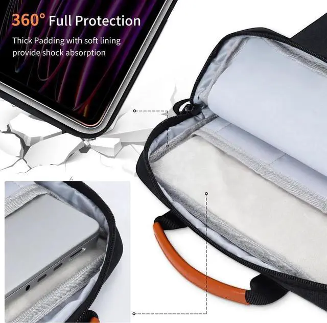 Alt view image 6 of 7 - 13 - 14 Inch Laptop Shoulder Bag Carrying Case for Macbook Air 13" M4 M3 M2 A3420 A3113/ MacBook Pro 14 M4 M3 M2 M1/ 13" iPad Pro M4/ iPad Air M3 M2 2025, Vertical Laptop Sleeve Handbag